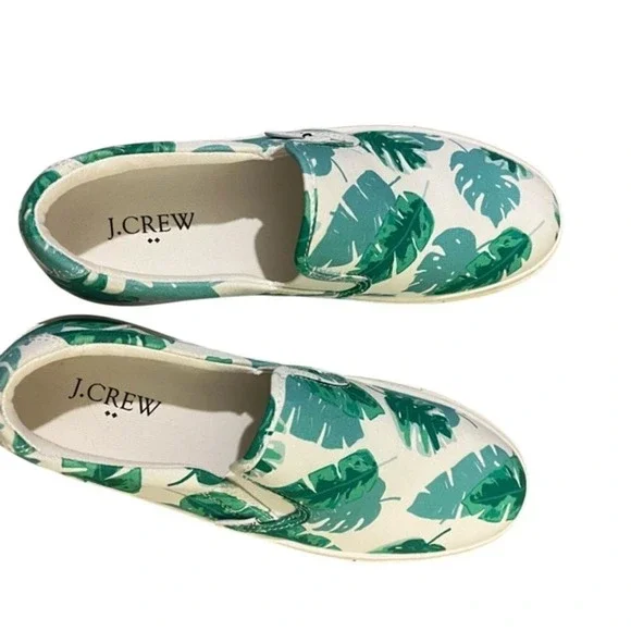 Crew Shoes Jcrew Tropical Palm Leaf Print Slipon Sneakers